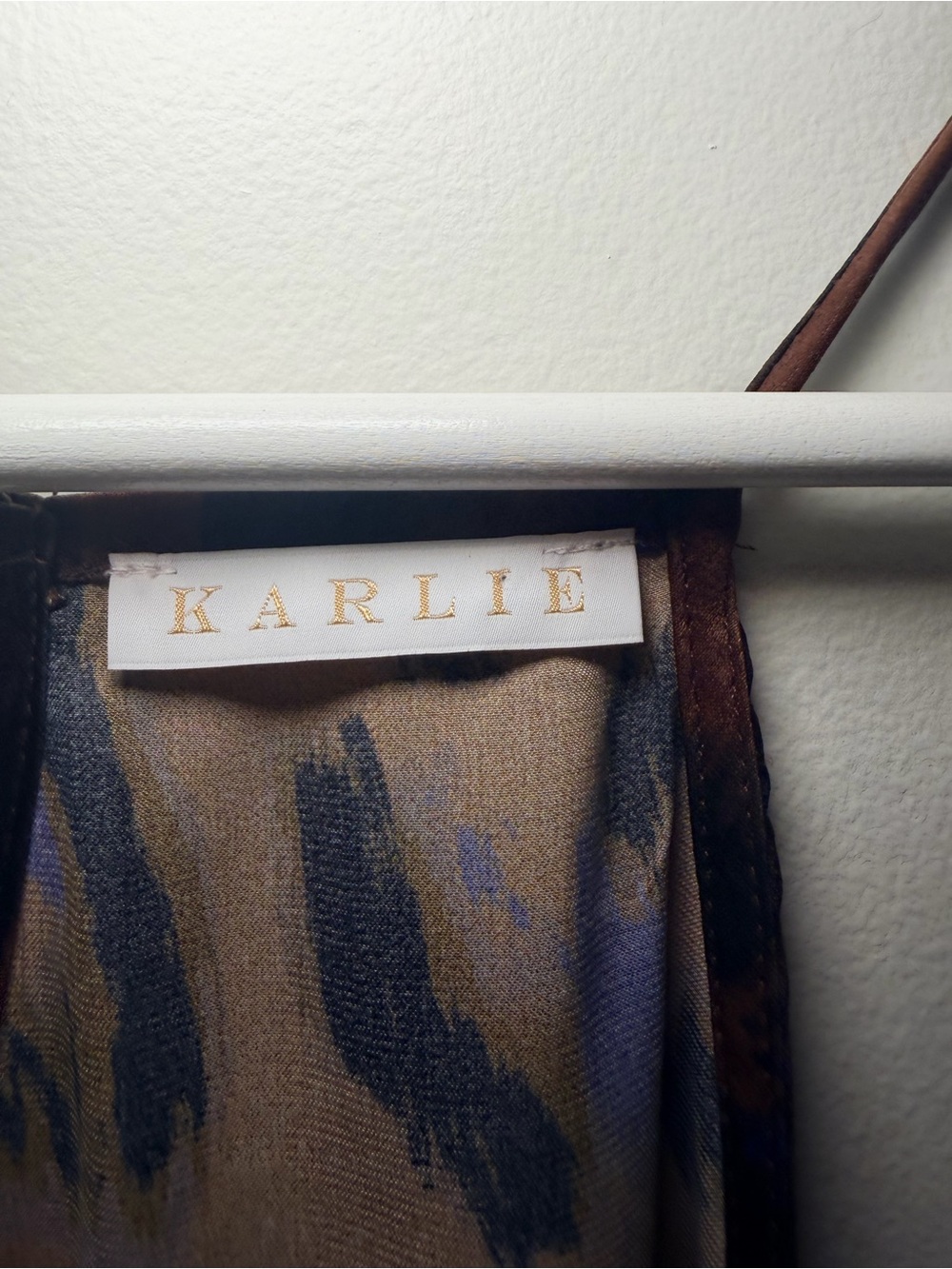 Karlie Satin Animal-Print Cami in Brown and Blue - Picture 2 of 4